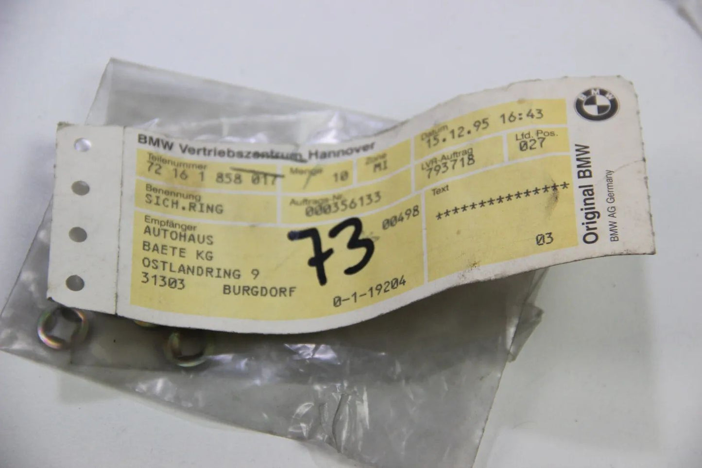 NEU Original BMW E36 E34 E60 Sicherungsring 4x 72161858017 Safetyring 3er 5er