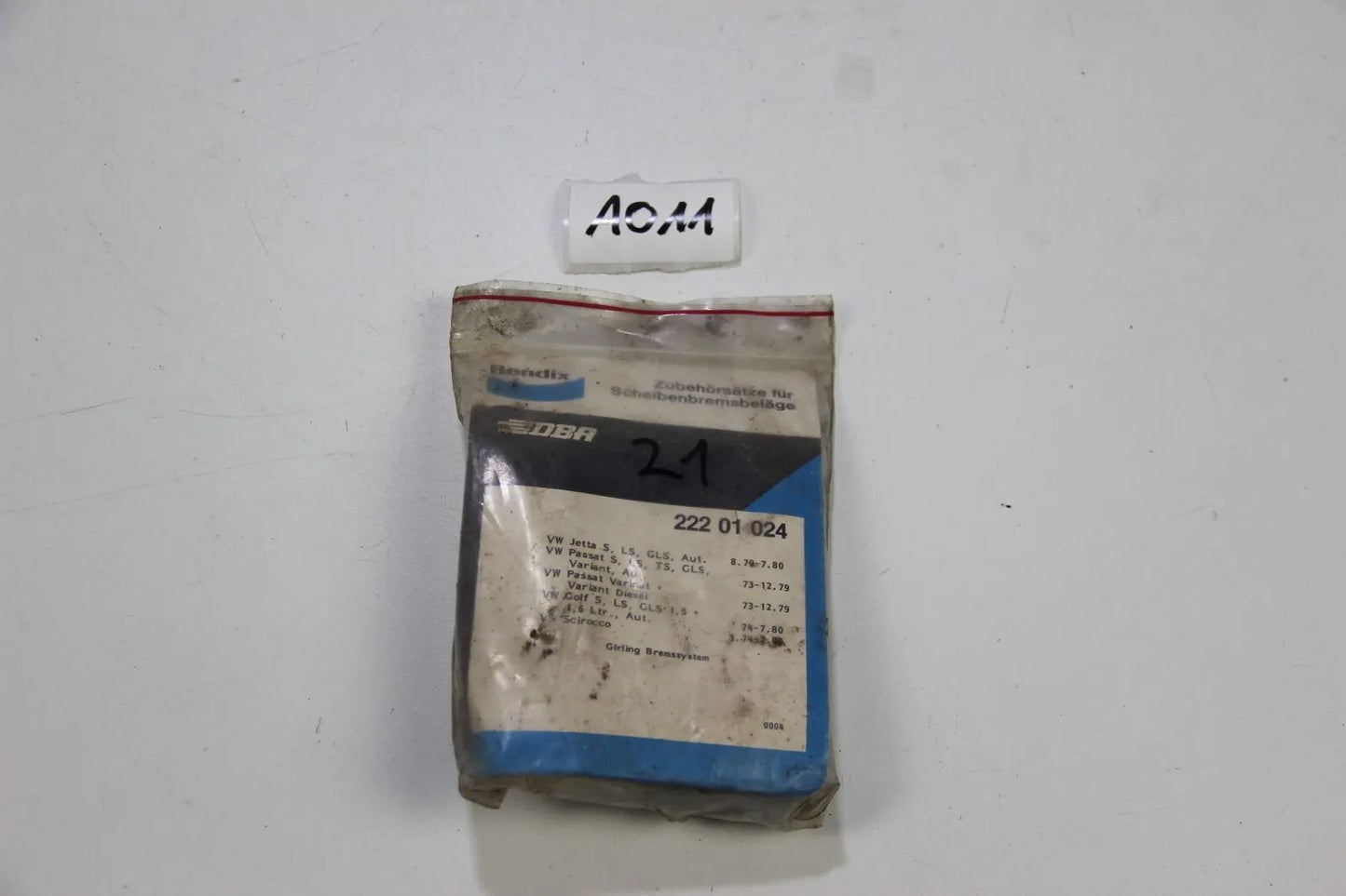 Original Bendix Zubehörsatz für Scheibenbremsbeläge 222 01 024 VW Jetta Golf