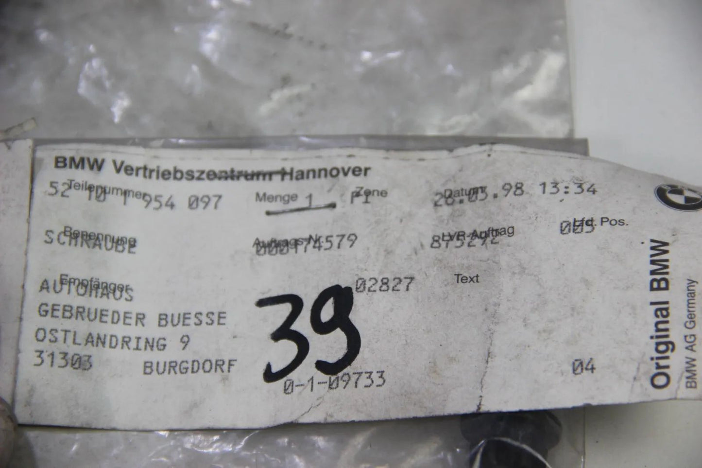 NEU Original BMW E34 E32 Schraube Torxschraube ASA M10x2852101954097 OEM