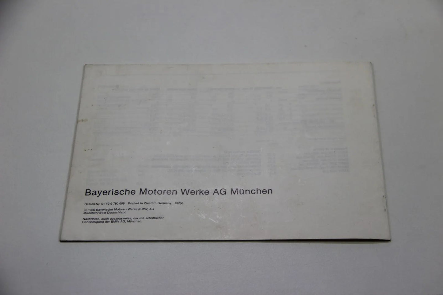 Original BMW Zusatzbetriebsanleitung Katalysatormodelle 01499780609 Bedienungsan