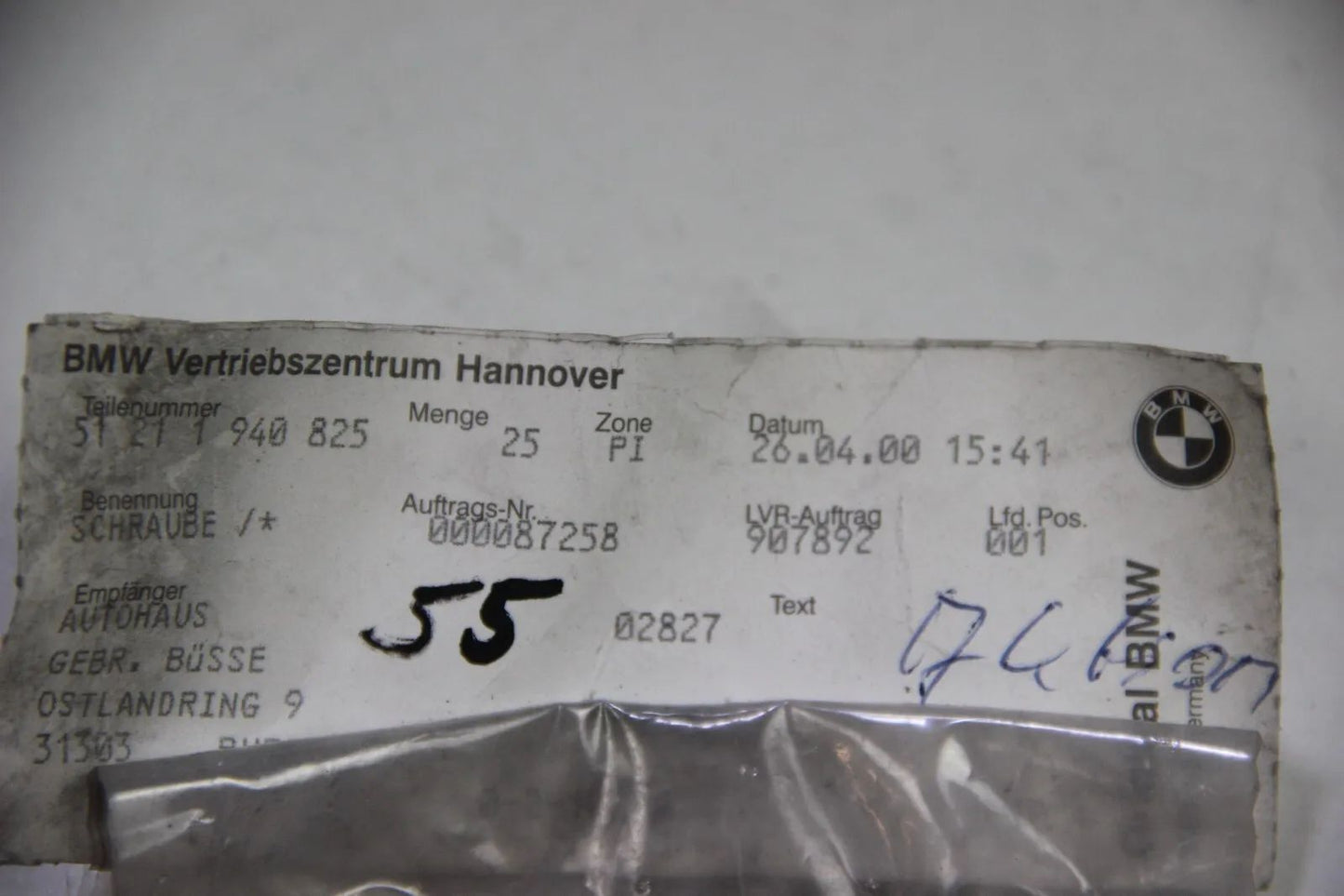 NEU Original BMW E34 E39 E31 E61 Torxschraube mit Scheibe ISA M6x12 51211940825