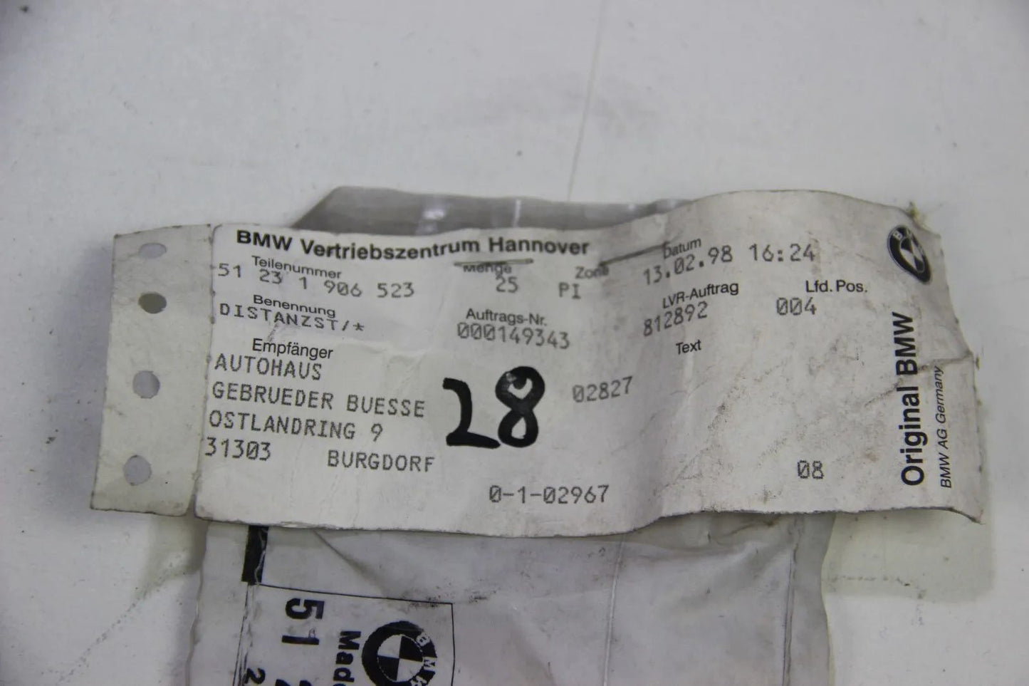 NEU Original BMW E30 E34 CMSP 25x Distanzstück 51231906523 Spacer 3er 5er