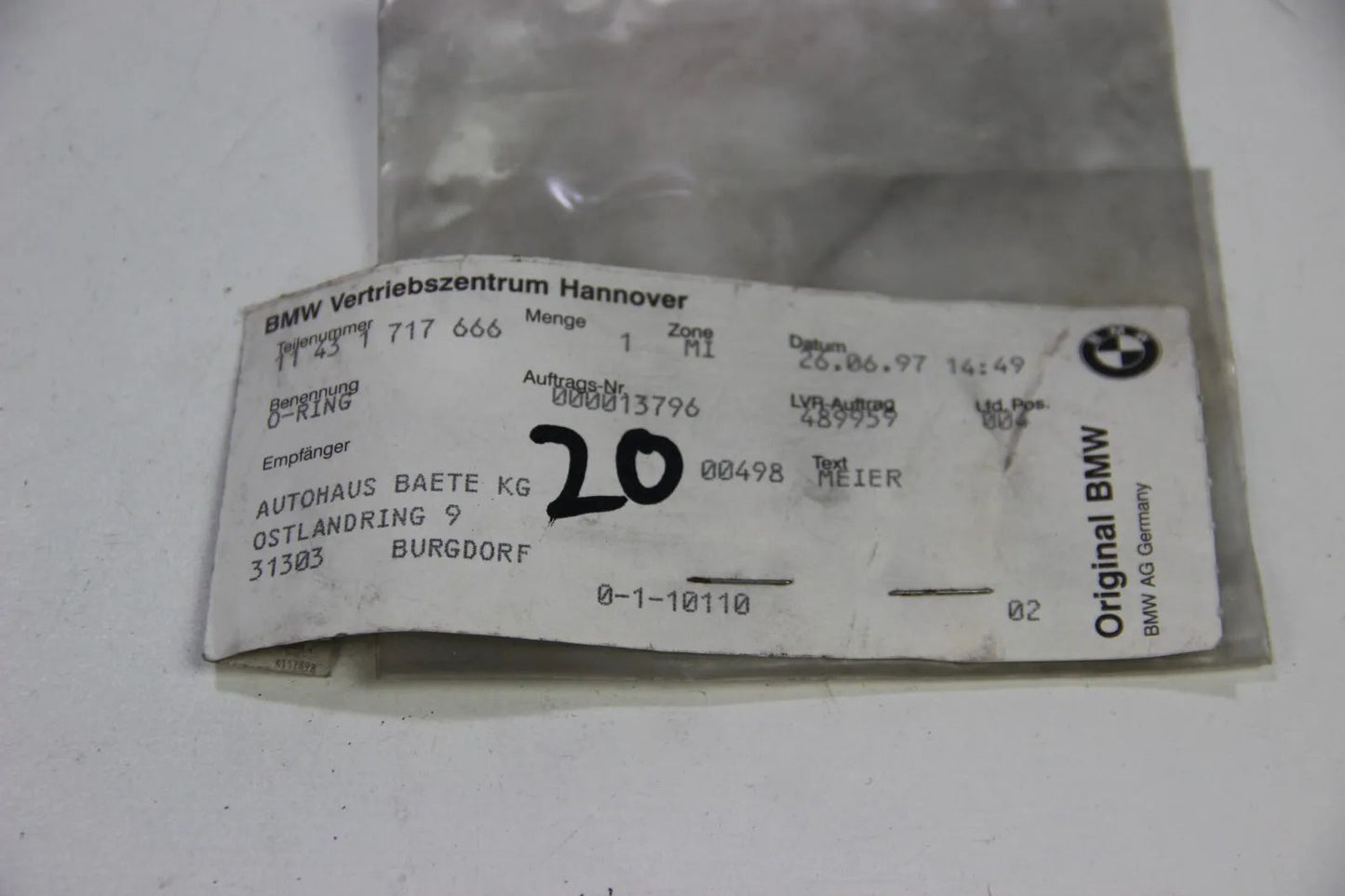 NEU Original BMW E30 E36 E46 E34 E32 E31 O-Ring 9x2,2 11431717666 OEM 3er 5er 7e