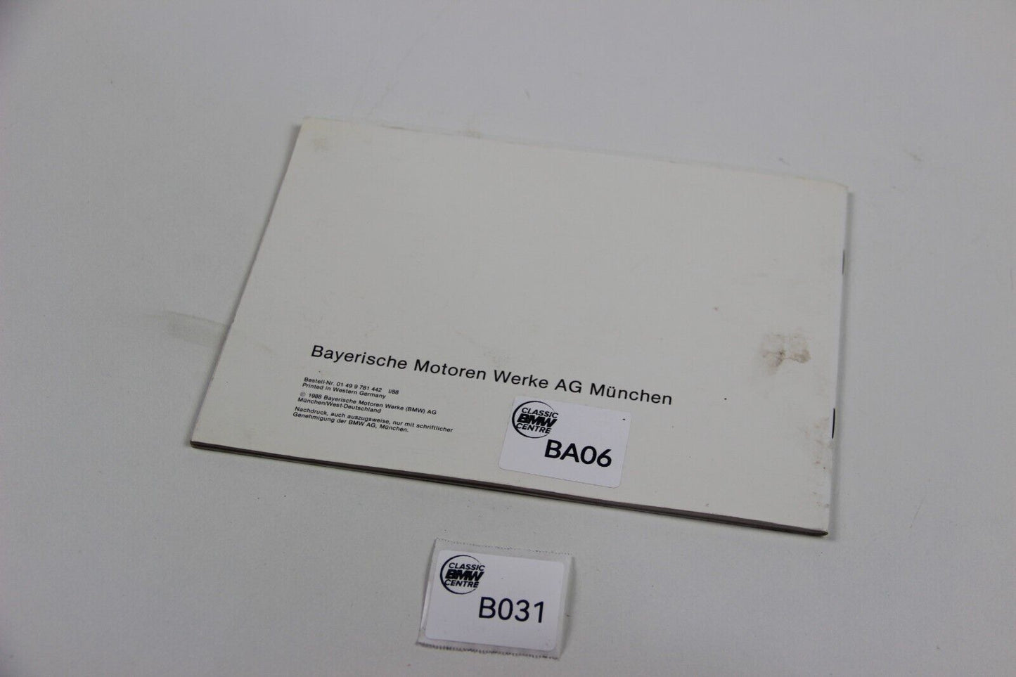 Original BMW E30 Touring Zusatzbetriebsanleitung 1499781442 Manual