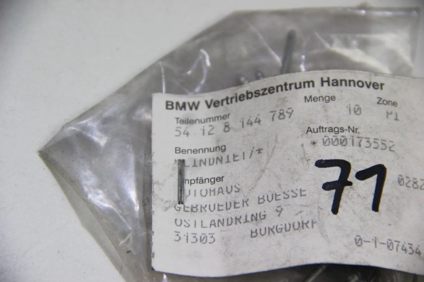 NEU Original BMW E36 E46 E34 E32 E38 Blindniet 8x 54128144789 Niete Rivet