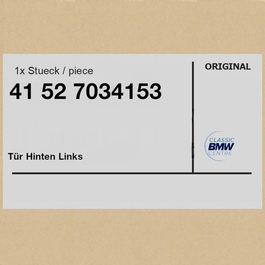 Original BMW E46 Limousine Tür links hinten Fahrer Seite BRANDNEU 316i-330i Türe