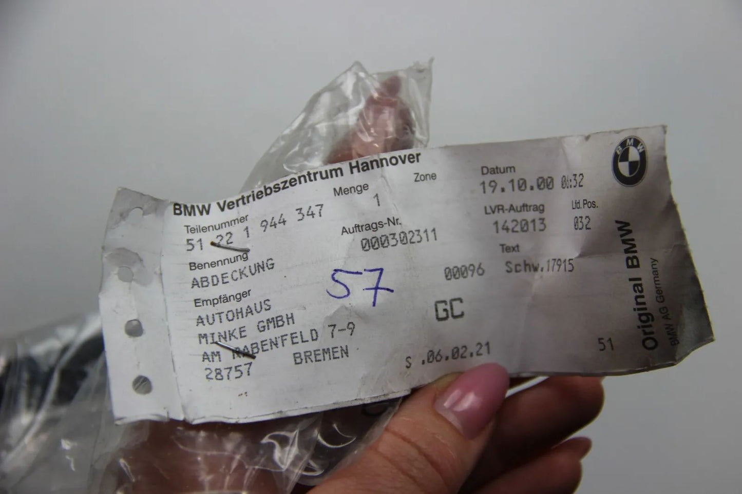 NEU ORIGINAL BMW 51221944347 5er M5 E34 Fensterschachtabdichtun außen links