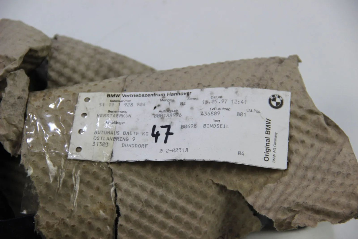 Original BMW E32 730i-750iLs Verstärkung Rechts Blech Strenghtening 51111928906