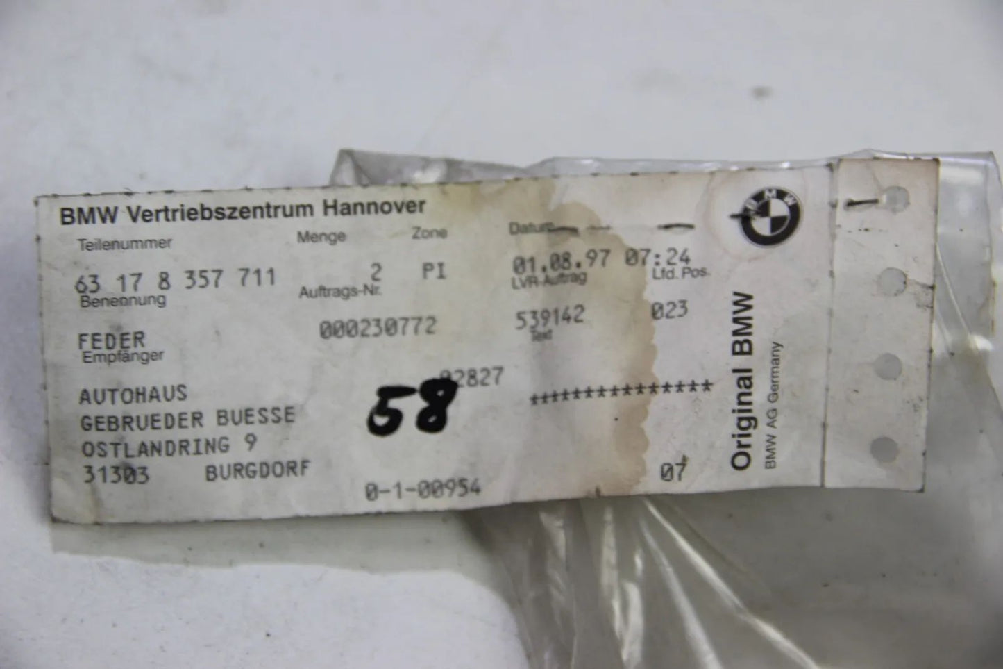 NEU Original BMW E36 316i 318i 320i 325i Stützblattfeder 63178357711 3er OEM