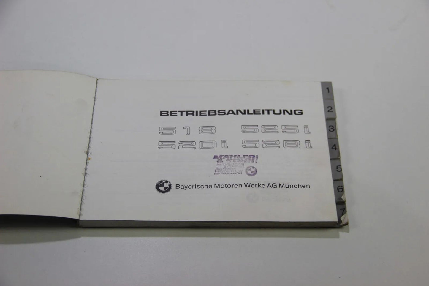 Original BMW E28 518 - 528i Betriebsanleitung 01409760780 Bedienungsanleitung 5e