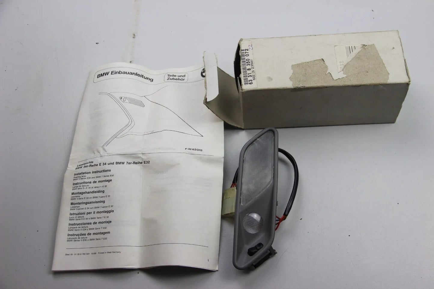 NEU ORIGINAL 63318350072 BMW E32 E34 Leseleuchte Hinten Rechts Innenraum Leuchte