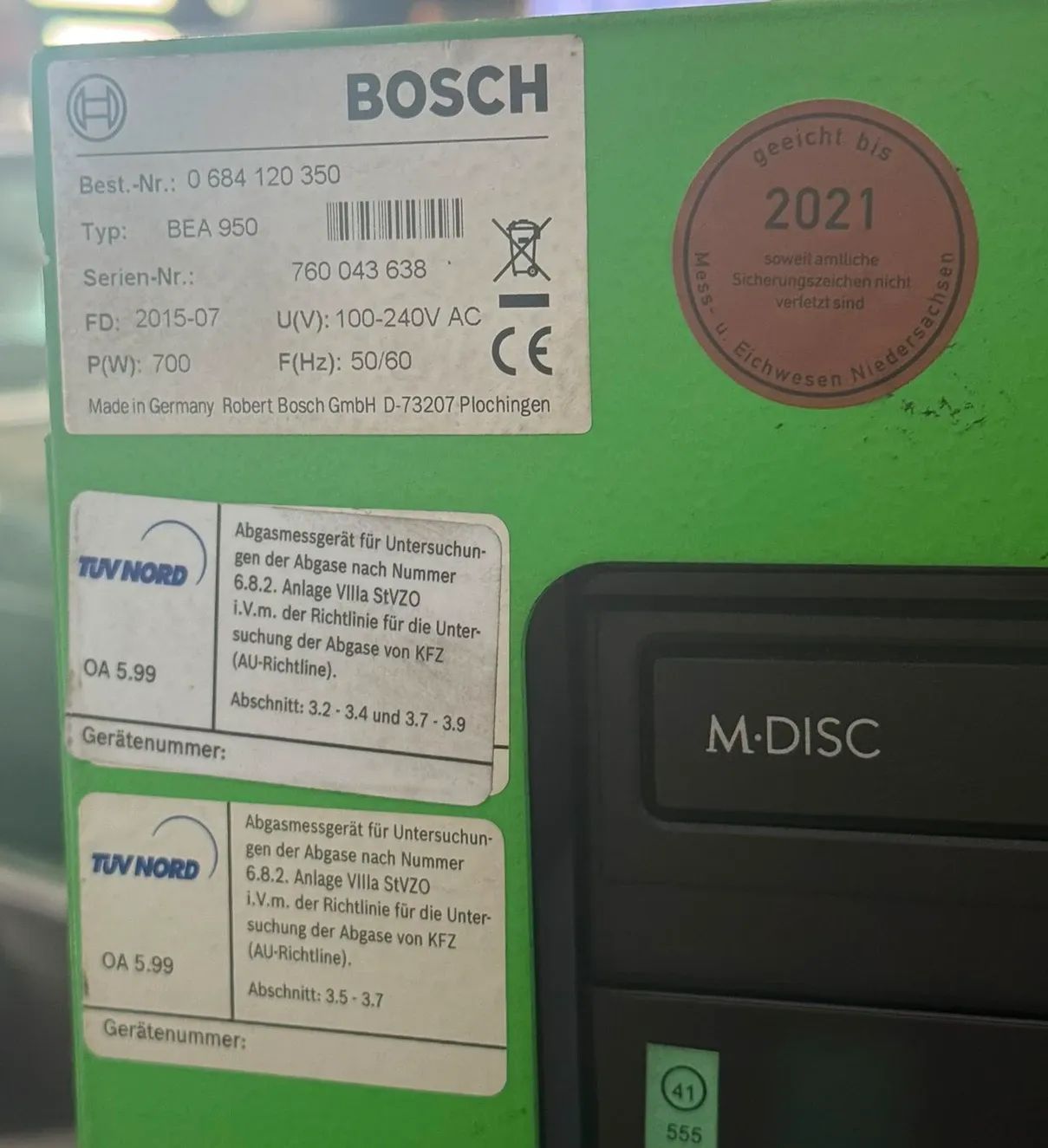 Bosch BOSCH BEA950 Abgastester Benzin und Diesel Abgasmessgerät TÜV