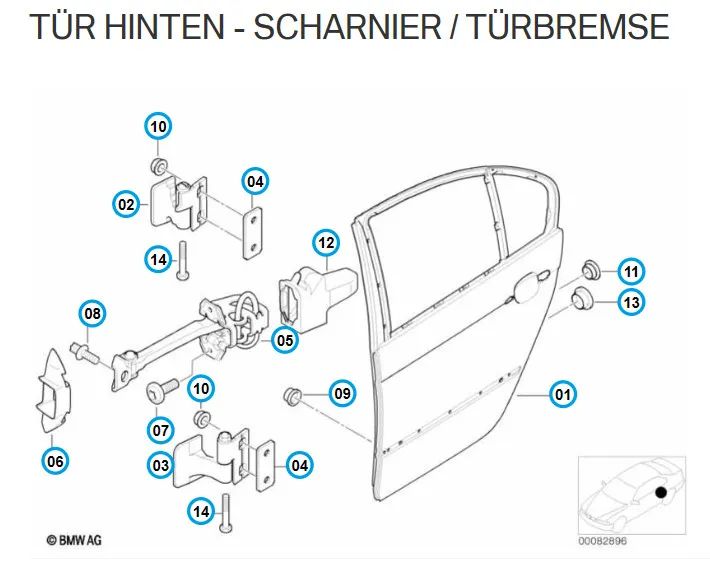 Original BMW E46 Limousine Tür links hinten Fahrer Seite BRANDNEU 316i-330i Türe