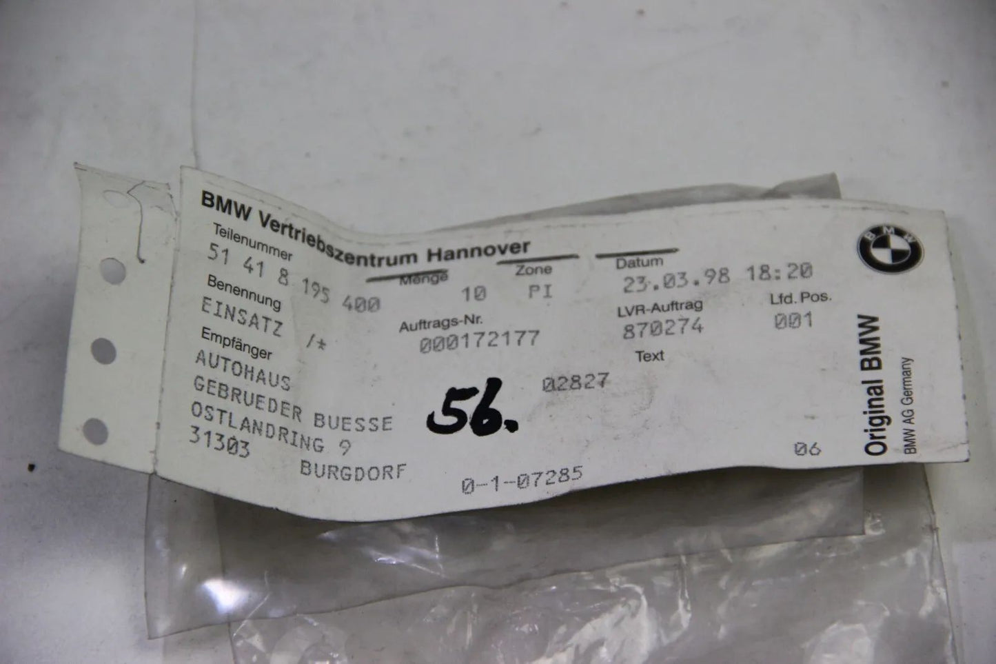 NEU Original BMW E39 E38 Einsatz 51418195400 5er 7er OEM Original