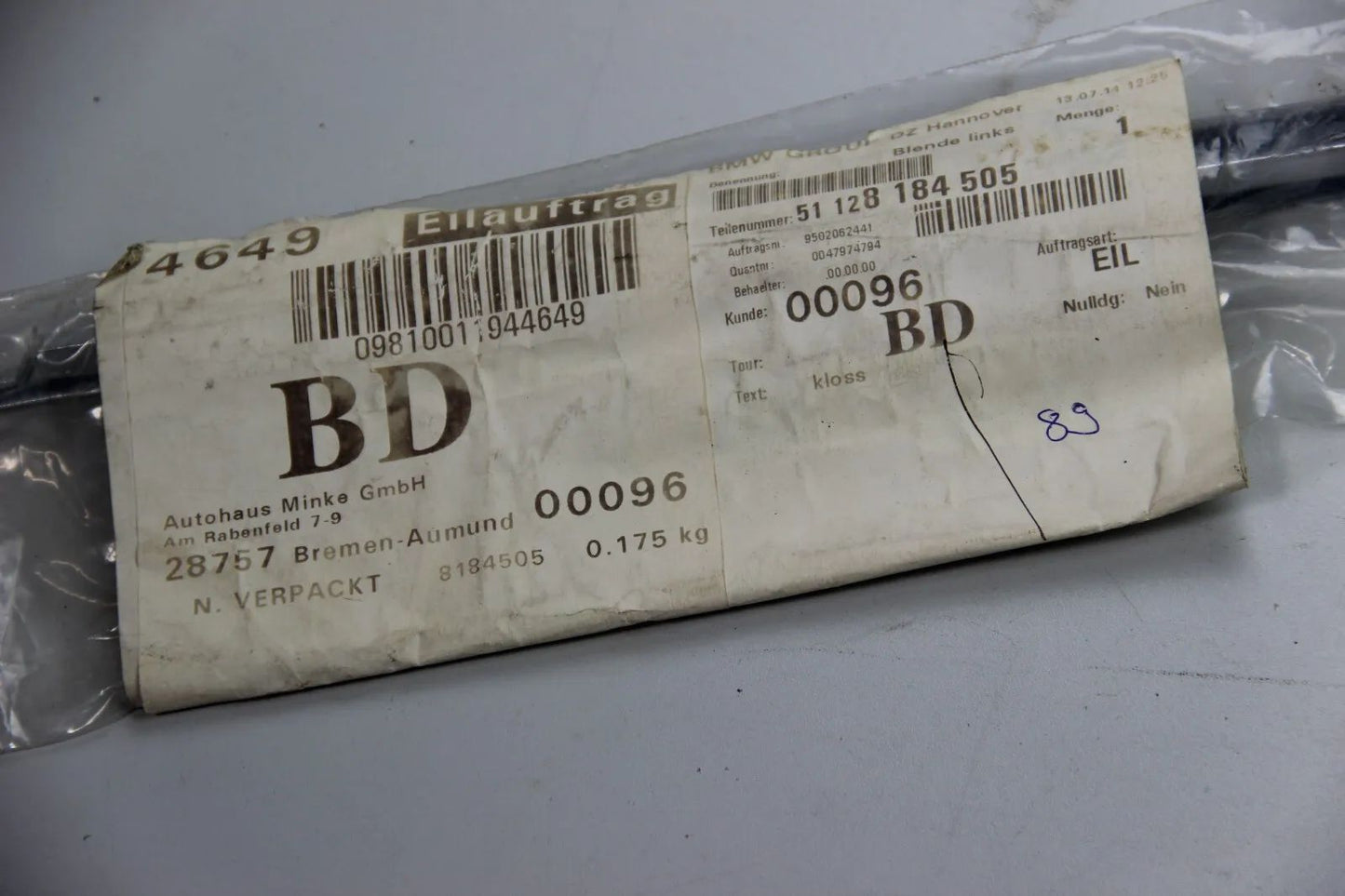 NEU ORIGINAL BMW 8184505 E39 5er Blende Links hinten zierleiste