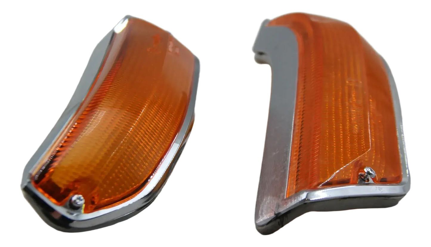 Original BMW E10 2002 Blinker Blinkerglas L + R Chrom mit Dichtung NOS K22625