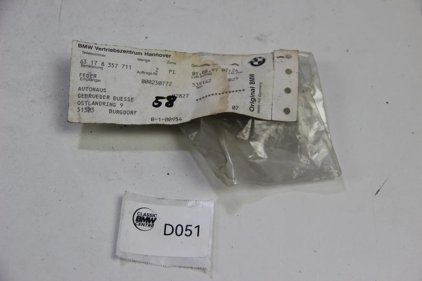 NEU Original BMW E36 316i 318i 320i 325i Stützblattfeder 63178357711 3er OEM