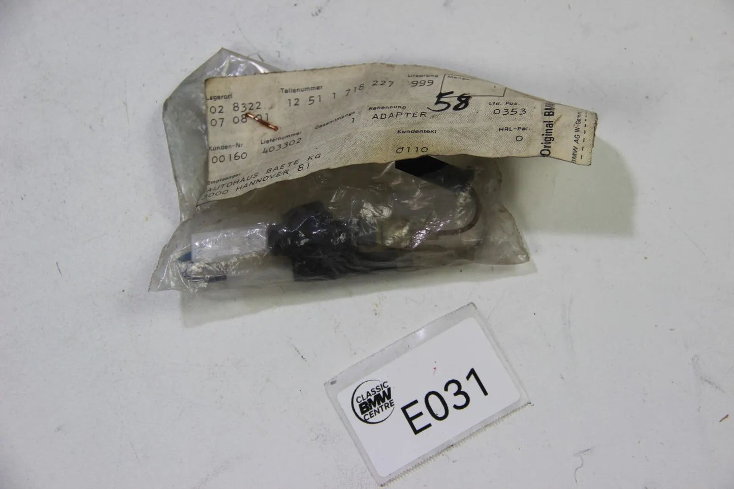 Neu Original BMW Adapter Kabelbaum New Old Stock E28 520i 525e 528e 12511718227