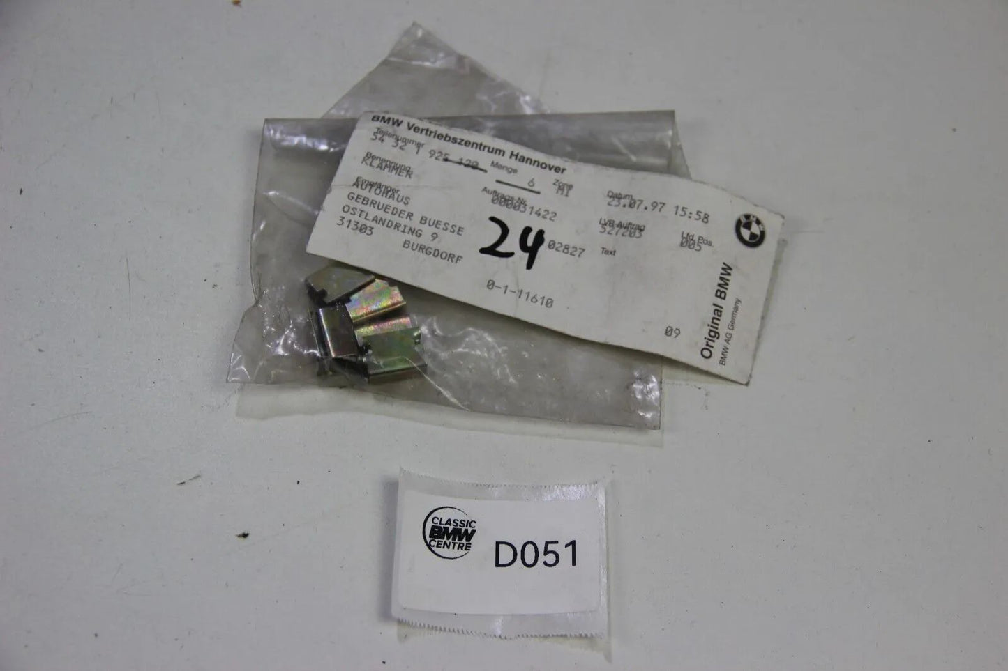 NEU Original BMW E30 E34 E39 E85 6x Klammer 54321925120 Clip 3er 5er OEM