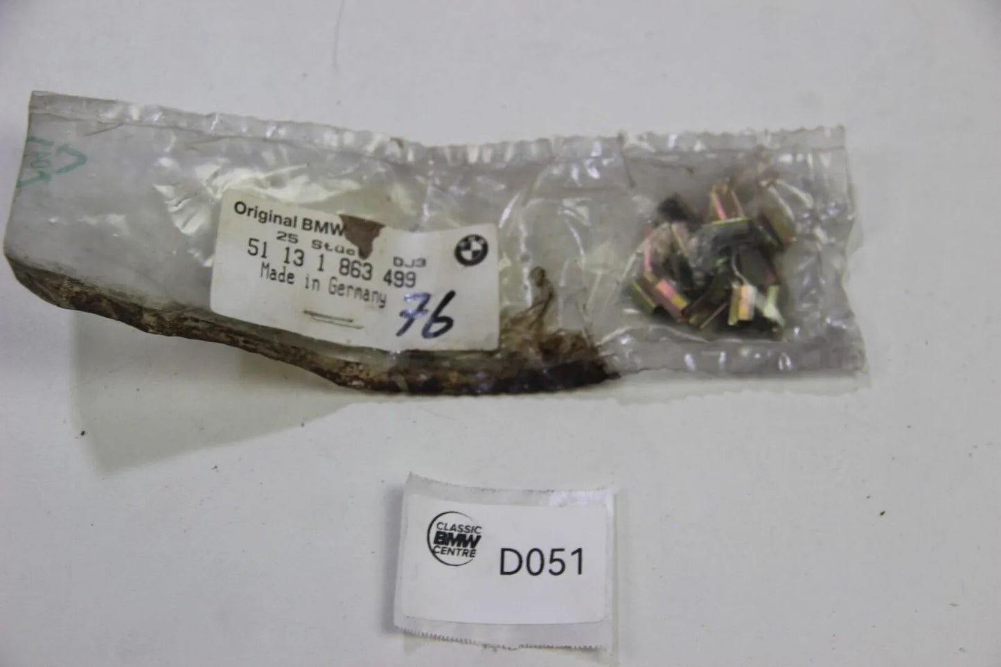 NEU Original BMW E3 E21 E30 E12 E23 25x Klammer 51121863499 Clips OEM