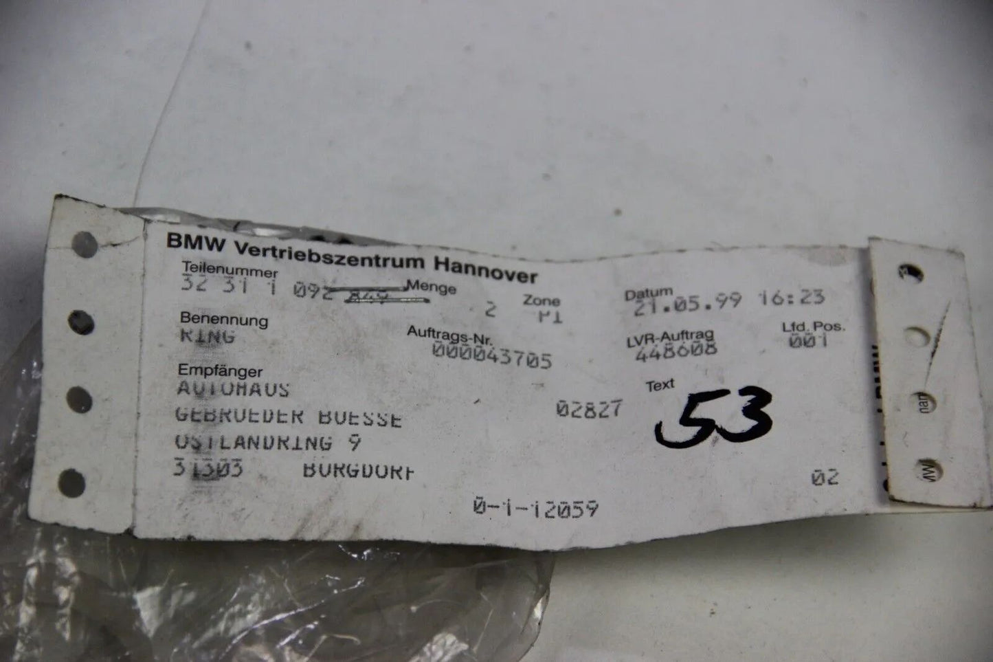 NEU Original BMW E36 Z3 Ring 32311092849 3er Roadster OEM