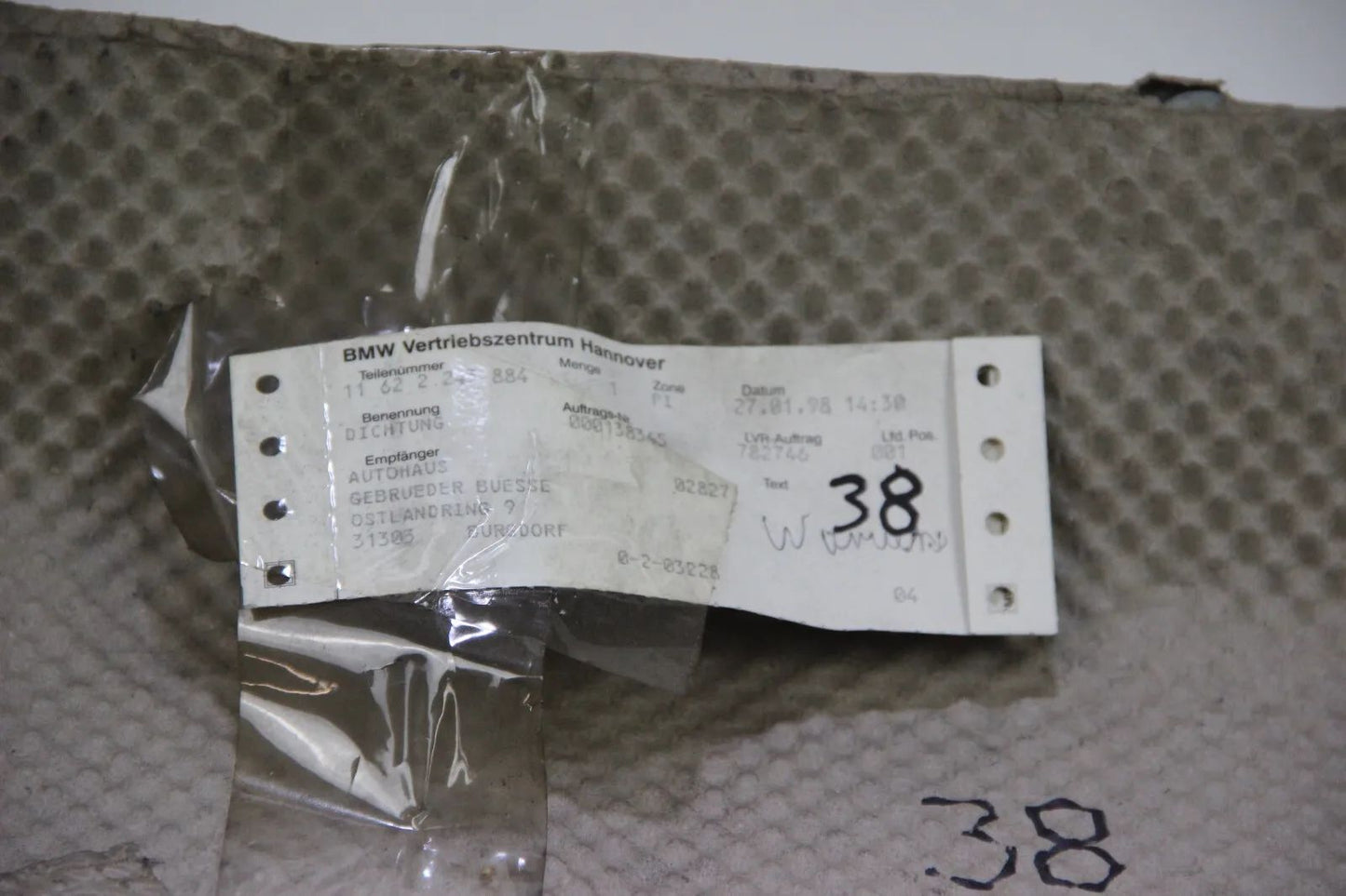 Original BMW E30 324d E28 324d Dichtung asbestfrei Gasket Seal 11622243884