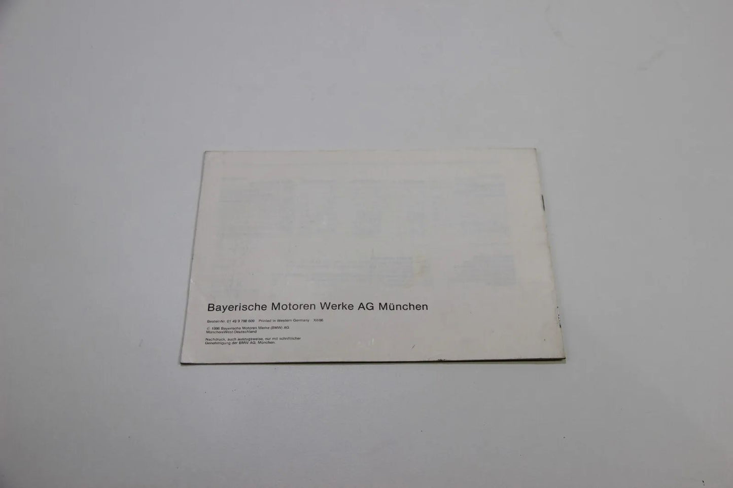 Original BMW Zusatzbetriebsanleitung Katalysatormodelle 01499780609 Bedienungsan